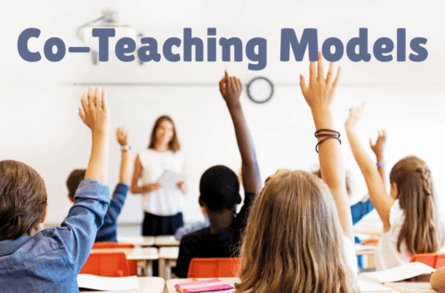 Header that has an image of an engaged classroom and says "Co-Teaching Models"